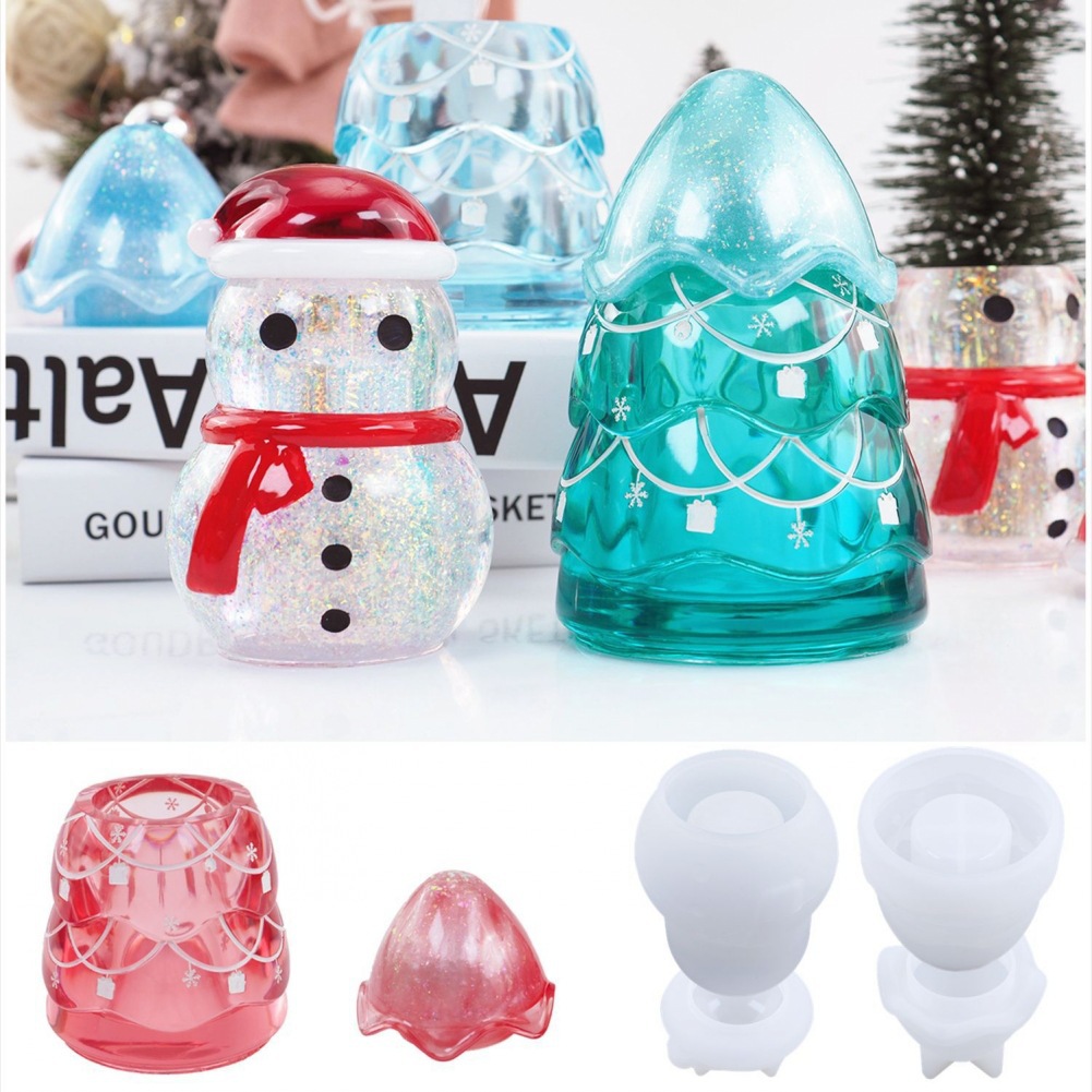 Craft Embellishment Storage - Kerst Opslagpot Epoxyhars Mal Sneeuwpop Kerstboom