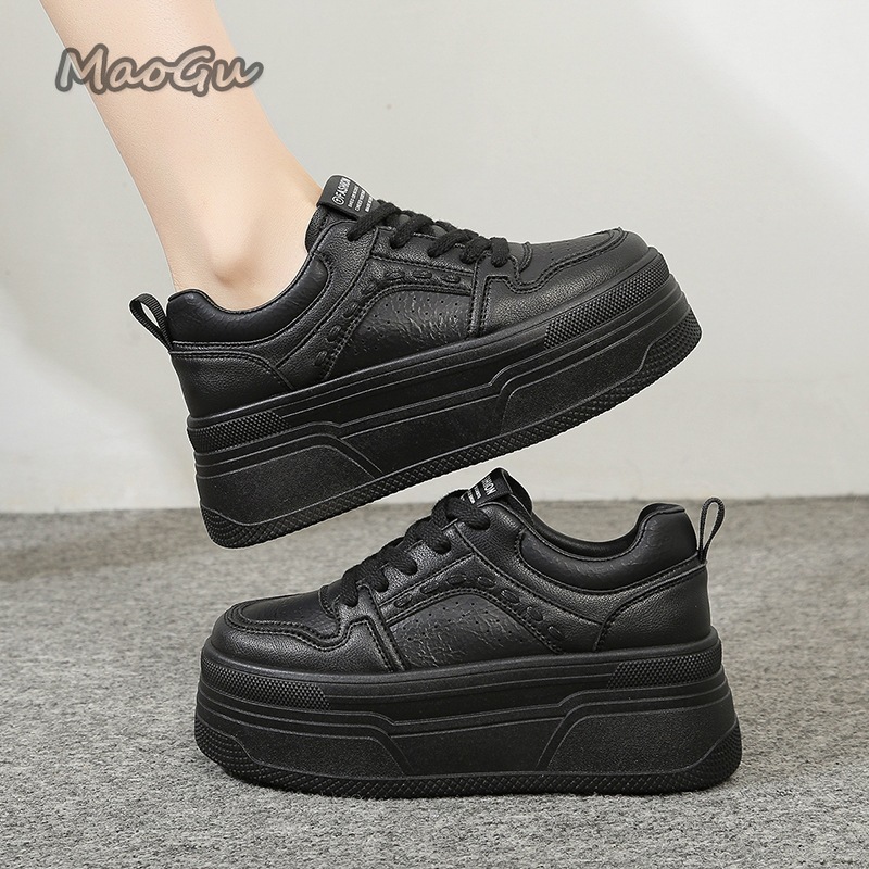 Guipure Lace Panel - Hoogteverhogende platform witte sneakers dames veterschoenen