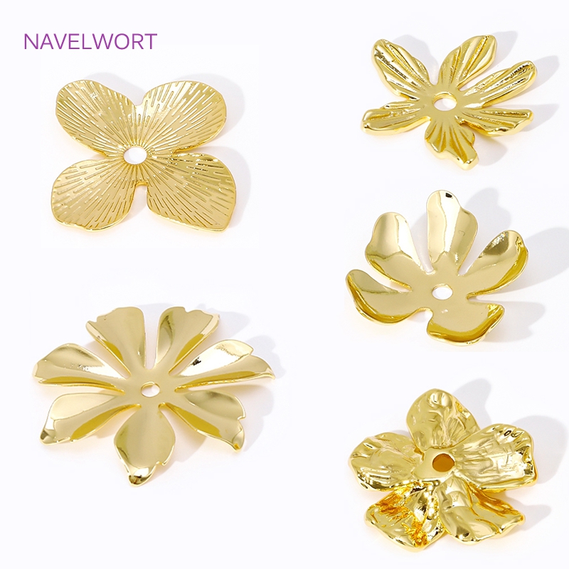 Embellishment Crafts - 18K vergulde grote bloemkralenkapjes voor het
