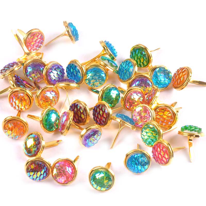 Embellishments For Scrapbooking - 13X13Mm 20Pcs Mix Squama Patroon Brads