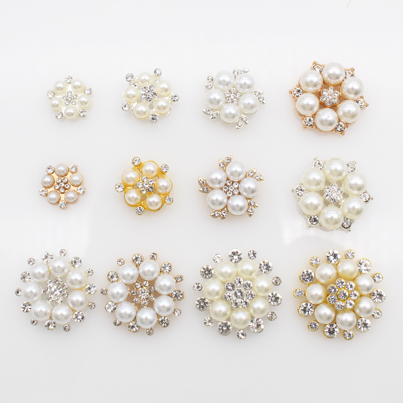 Sew On Rhinestone - 10 stuks goud/zilver legering parel strass